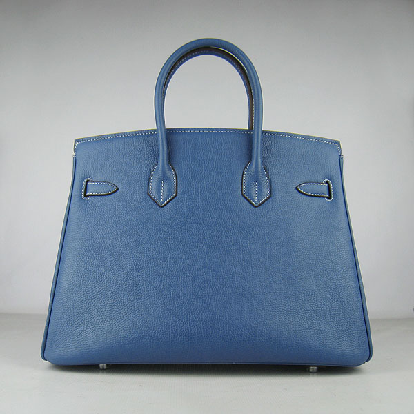 High Quality Fake Hermes Birkin 35CM Togo Leather Bag Blue 6089 - Click Image to Close